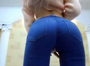 spectacular young lady in denim taunting